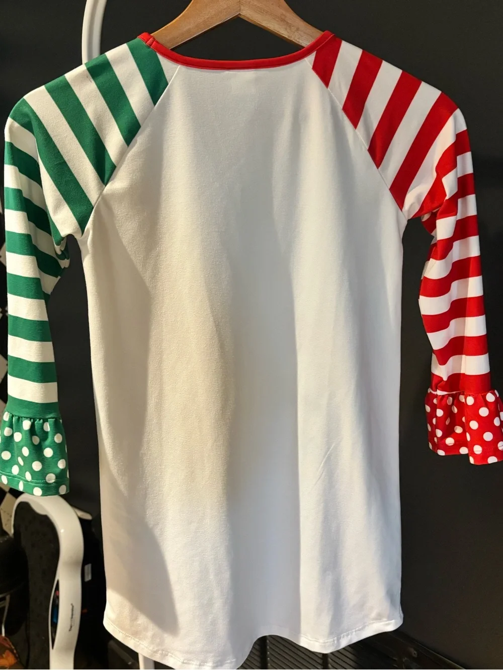 Kids Holiday Unicorn Shirt - White with Red & Green